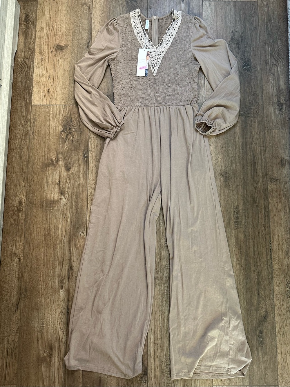 NWT! Women's Jumper, Brown, Embroidered, Pockets, Wide Leg, Neutral, Medium